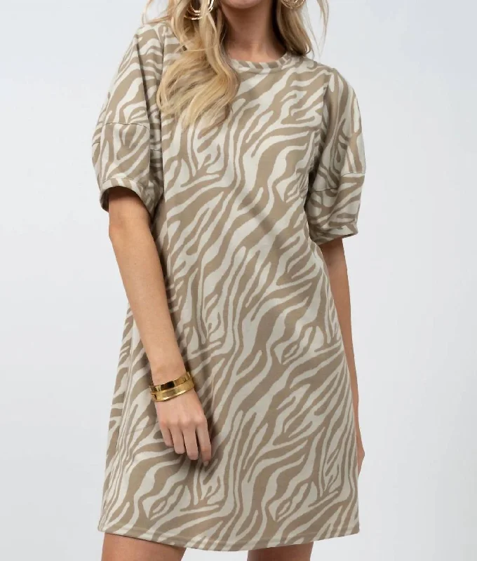 Budget Friendly Aria Zebra Dress In Camel