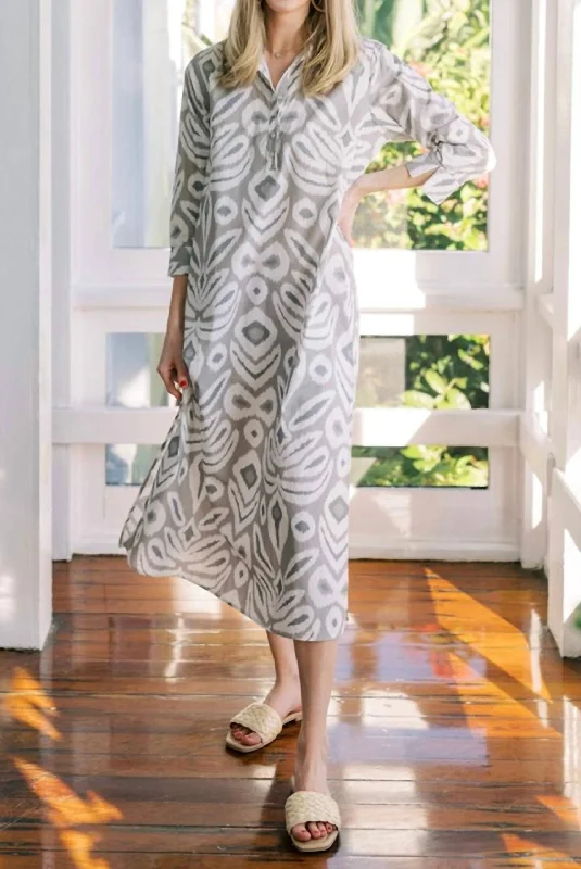 Women's Work Apparel Sara Ikat Long Tunic Dress In Neutral