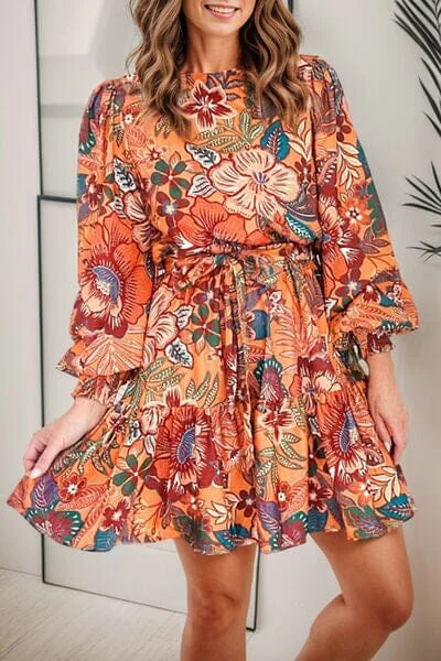 High Street Women’s Fashion for Trendy Shoppers Tropical Print Tie Waist Lantern Sleeve Mini Dress High Street Women’s Fashion for Trendy Shoppers Tropical Print Tie Waist Lantern Sleeve Mini Dress