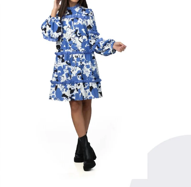 Comfortable Casual Women's Clothing Darby Dress In Indigo Bloom