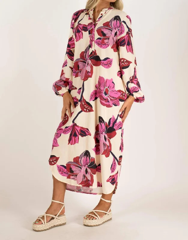 The Latest Fashion Trends Sake Linen Tencel Dress In Hibiscus