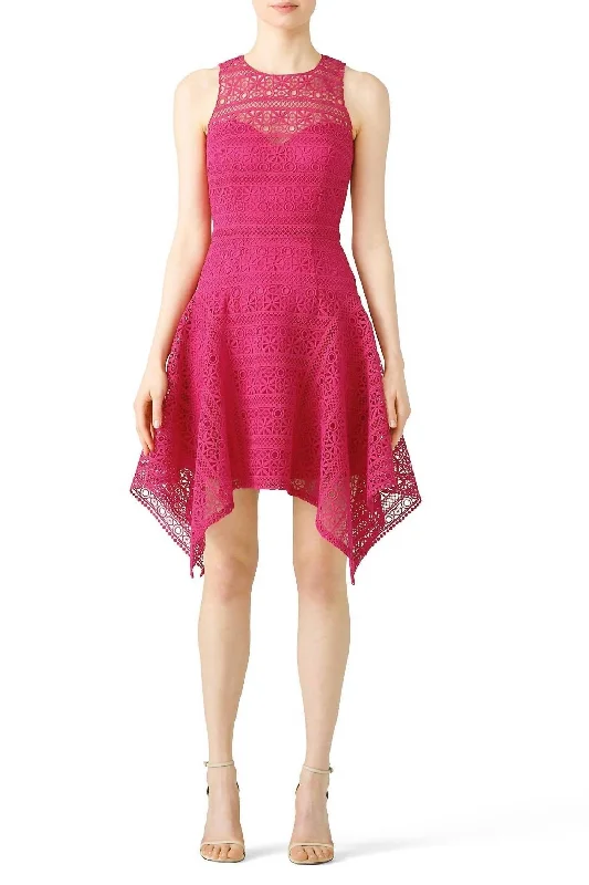 Dreamy Draping Lace Dress In Pink