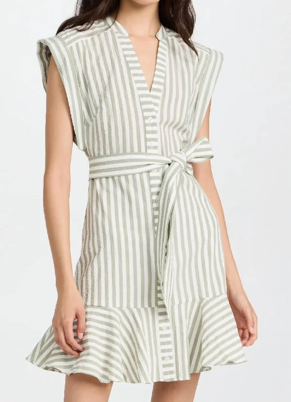 Mid - Week Surprise Avella Dress In Dark Sage/white