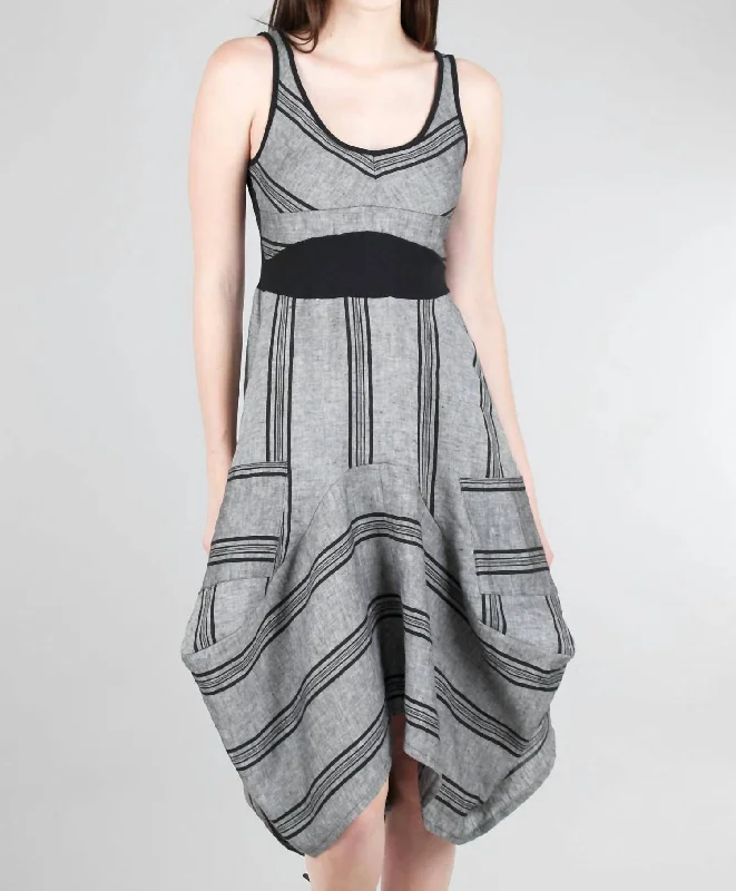 Exclusive Sale Grigio Riga Dress In Black Stripe