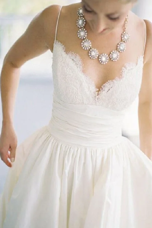 Latest Fashion Roycebridal Simple Taffeta A-line Spaghetti Straps Beach Wedding Dresses, Bridal Gown, MW661 Latest Fashion Roycebridal Simple Taffeta A-line Spaghetti Straps Beach Wedding Dresses, Bridal Gown, MW661