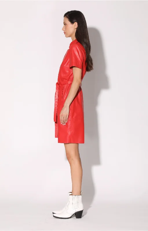 Vintage-Inspired Garments Chloe Dress, Scarlet - Leather