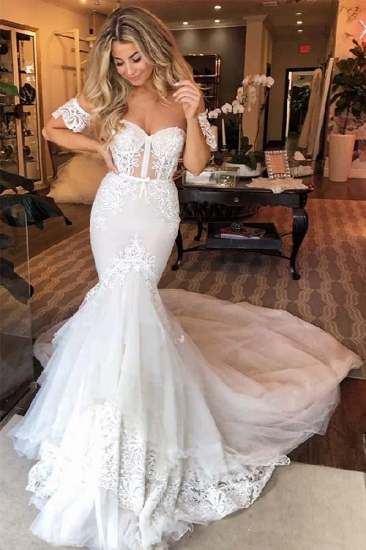 Odd Size Clearance Sale Roycebridal Tulle Mermaid Sweetheart Lace Appliques Wedding Dresses, Bridal Gown, MW744 Odd Size Clearance Sale Roycebridal Tulle Mermaid Sweetheart Lace Appliques Wedding Dresses, Bridal Gown, MW744