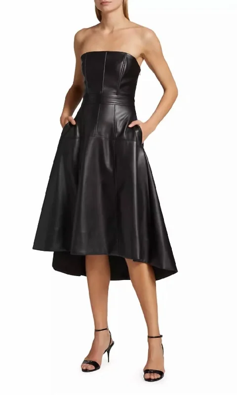 Chic & Modern Sales Carrie Faux Leather Bustier Dress In Black
