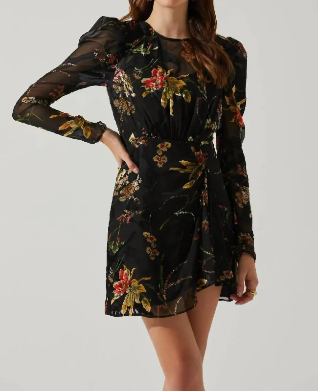 Plus Size Women's Fashion Cindy Dress In Black/orange Burnout