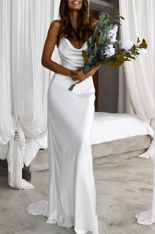 Style Upgrade Roycebridal Simple Silk Satin Mermaid Backless Spaghetti Straps Wedding Dresses, MW602 Style Upgrade Roycebridal Simple Silk Satin Mermaid Backless Spaghetti Straps Wedding Dresses, MW602