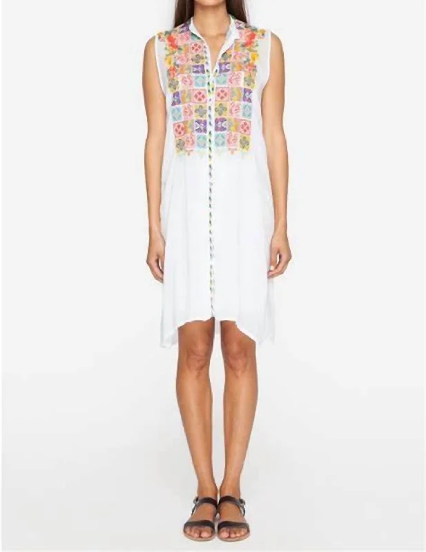 Clothing Store Torreya Button Down Dress (Slip) In White