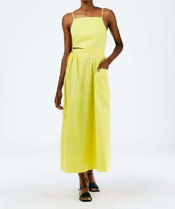Women's Comfortable Lounge Outfit Italian Sporty Nylon Strappy Cut Out Dress In Yellow