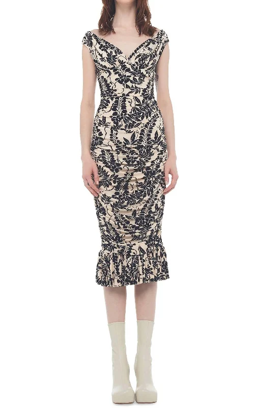 Women's Evening Clothing Tara Dress With Ruffle At The Hem In Vines