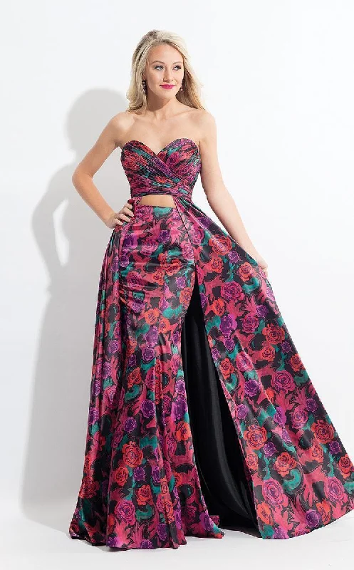 Essentials On Sale Rachel Allan Strapless Two-Piece Floral Print Gown 6073