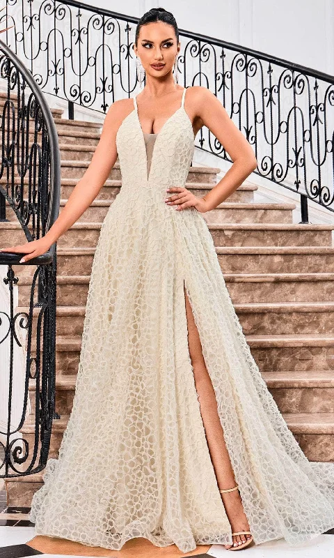 Women's Clothing Online Sale J'Adore Dresses J24038 - Plunging V-Neck Embroidered Evening Gown Women's Clothing Online Sale J'Adore Dresses J24038 - Plunging V-Neck Embroidered Evening Gown