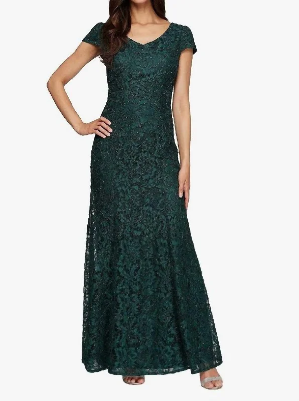 Best Boutiques Online Fit And Flare Dress With Cap Sleeves In Green