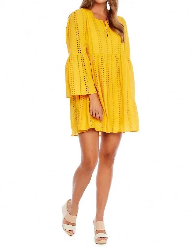 Modish Fashion Discounts Raylee Eyelet Dress In Mustard
