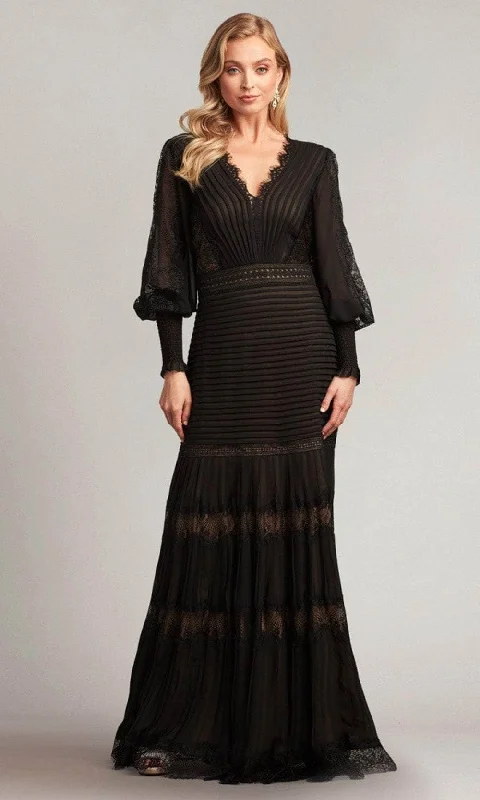 Season Transition Versatile Wear Clearance Tadashi Shoji YV21070L - V-Neck Bishop Sleeve Evening Gown Season Transition Versatile Wear Clearance Tadashi Shoji YV21070L - V-Neck Bishop Sleeve Evening Gown
