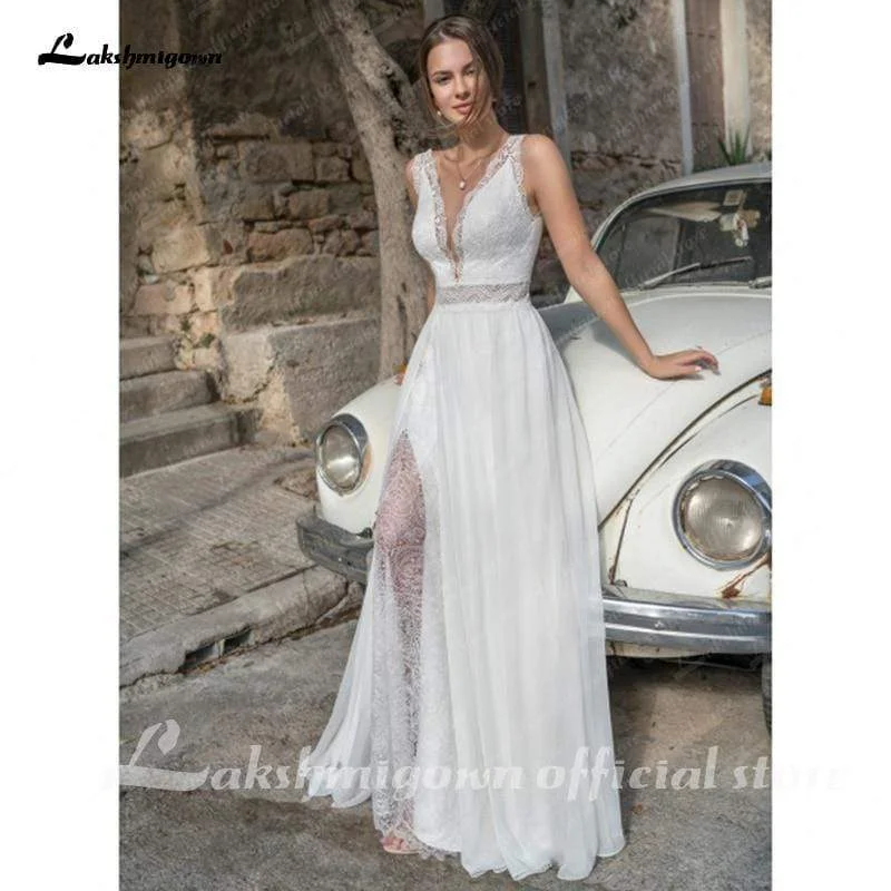 Online Boutique Clothing Roycebridal Split Lace Bridal Dress Summer Wedding Dresses Sexy Lace V neck A Line Online Boutique Clothing Roycebridal Split Lace Bridal Dress Summer Wedding Dresses Sexy Lace V neck A Line