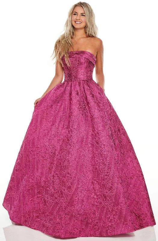 Flash Sale Fever Rachel Allan 7013 - Strapless Floral Jacquard Ballgown