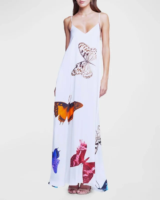 Chic & Cozy Apparel Hartley Trapeze Dress In Ivory Multi