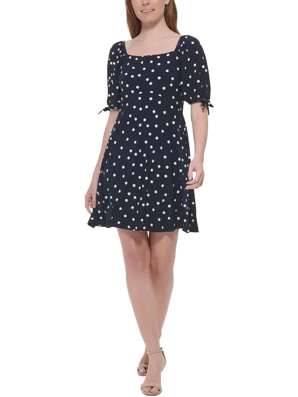 Weekend-Only Deals You'll Love Plus Womens Polka Dot Square Neck Fit & Flare Dress