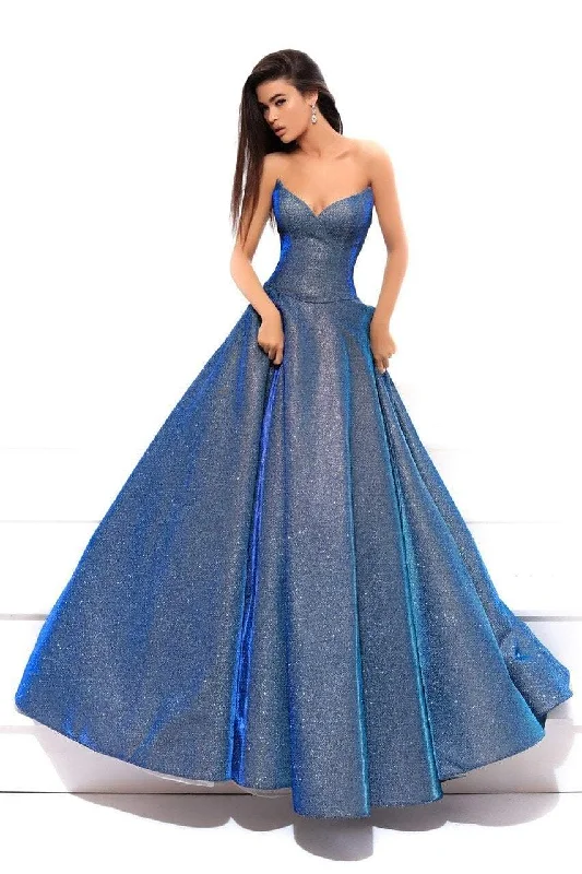 Sustainable Fashion Extravaganza Tarik Ediz Glitter Avant Garde Strapless Ballgown 93469 - 1 pc Ocean Blue In Size 6 Available Sustainable Fashion Extravaganza Tarik Ediz Glitter Avant Garde Strapless Ballgown 93469 - 1 pc Ocean Blue In Size 6 Available