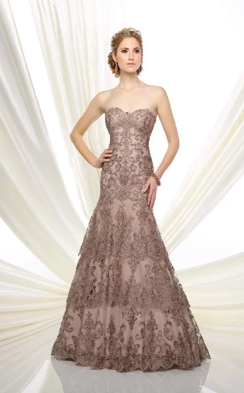 High End Designer Brands Discount Mon Cheri 216D53 Strapless Beaded Lace Evening Gown High End Designer Brands Discount Mon Cheri 216D53 Strapless Beaded Lace Evening Gown