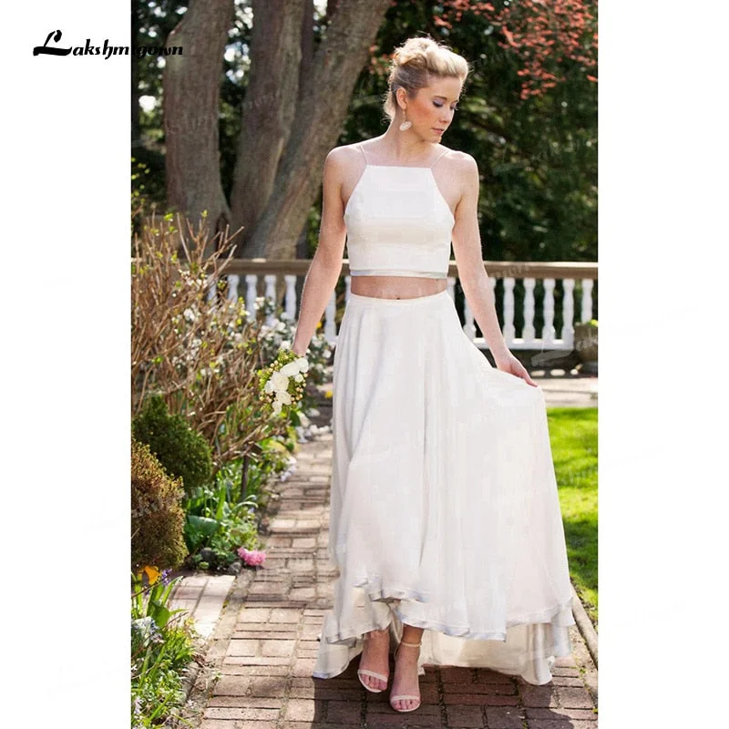 Special Offers Roycebridal Two Piece Chiffon A-Line Wedding Dresses Spaghetti Straps Neck Open Back Sleeveless Sweep/Brush Train Beach Bride Gowns Pleats Special Offers Roycebridal Two Piece Chiffon A-Line Wedding Dresses Spaghetti Straps Neck Open Back Sleeveless Sweep/Brush Train Beach Bride Gowns Pleats