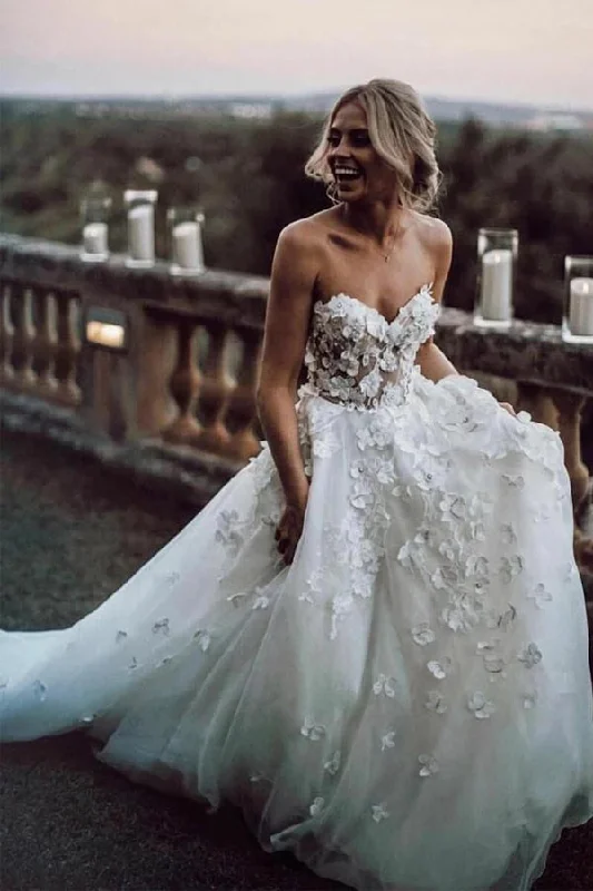 Sale On Clothing Roycebridal Sweetheart Neck Tulle A-line Wedding Dresses Appliqued Wedding Gowns,MW322 Sale On Clothing Roycebridal Sweetheart Neck Tulle A-line Wedding Dresses Appliqued Wedding Gowns,MW322