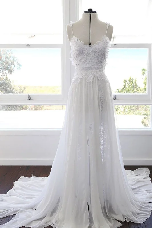 New Arrival Discount Roycebridal Sweetheart White Chiffon Spaghetti Strap Lace Beach Wedding Dresses,MW498 New Arrival Discount Roycebridal Sweetheart White Chiffon Spaghetti Strap Lace Beach Wedding Dresses,MW498