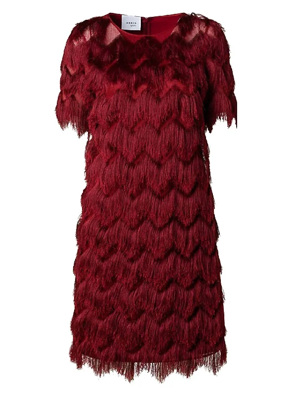 Additional Time-Limited Offers Zig Zag Fringe Dress In Garnet