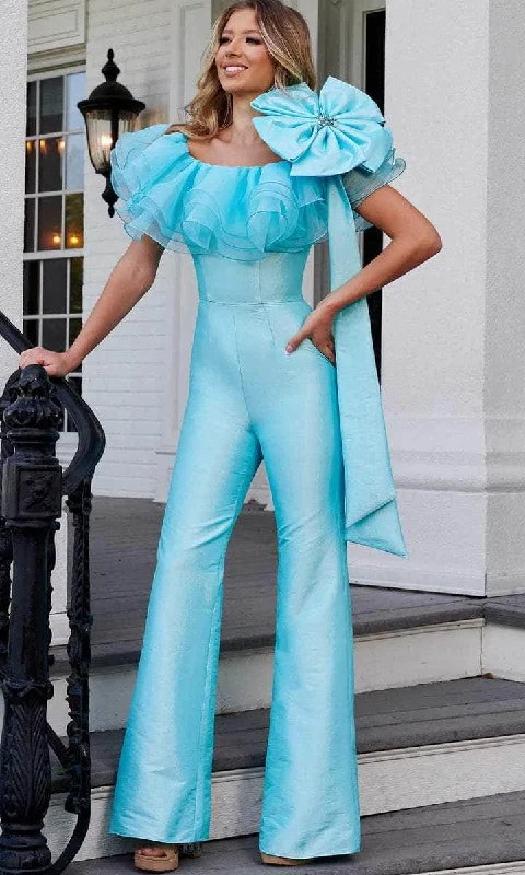 Weekend Exclusive Rachel Allan - Bow Accent Taffeta Jumpsuit 50171 - 1 pc Fuchsia In Size 4 Available Weekend Exclusive Rachel Allan - Bow Accent Taffeta Jumpsuit 50171 - 1 pc Fuchsia In Size 4 Available