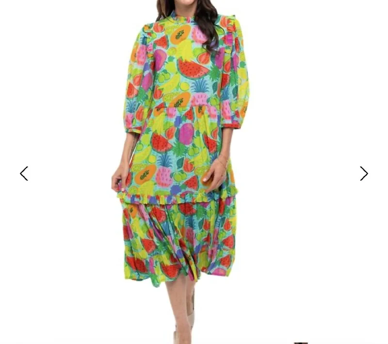 Get The Latest Trends Margherita Dress In Fruit Print