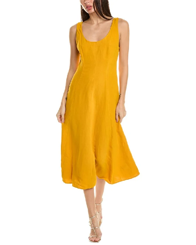 Women's Clothing Vince Paneled Linen-Blend Dress
