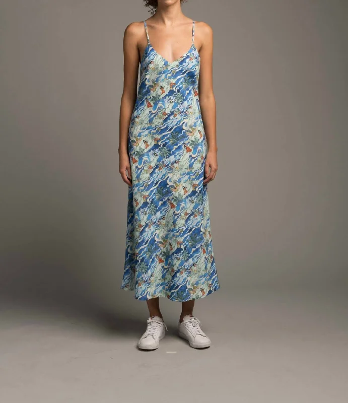 Attire Sale Lei Slip Dress In Royal Hawaiian Blue