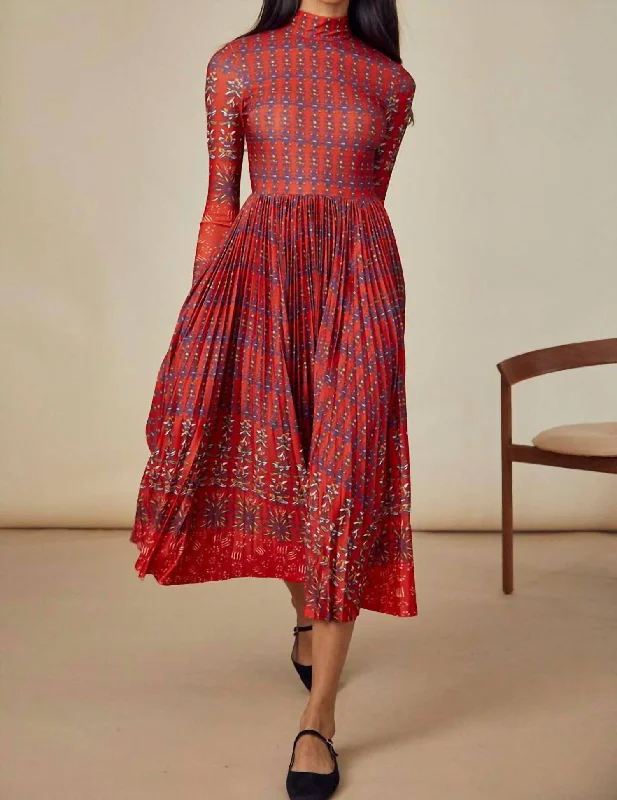 Style Upgrade Sabine Dress In Essex Block Border Red
