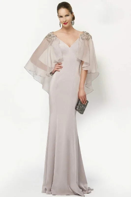 Bold Fashion Alyce Paris - Embellished V-Neck Mother of the Bride Gown with Sheer Capelet 27170 Bold Fashion Alyce Paris - Embellished V-Neck Mother of the Bride Gown with Sheer Capelet 27170