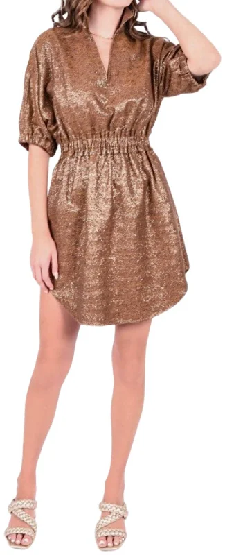 Style Upgrade Palmer Dress In French Gold Tweed