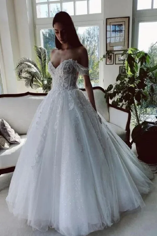 Women’s Outerwear for All Weather Conditions Roycebridal Tulle A-line Off-the-Shoulder Beaded Wedding Dresses With Lace Appliques, MW780 Women’s Outerwear for All Weather Conditions Roycebridal Tulle A-line Off-the-Shoulder Beaded Wedding Dresses With Lace Appliques, MW780