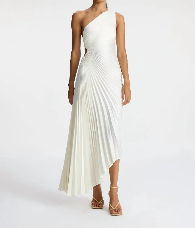 Modern Women's Fashion with Vintage Touches Delfina Pleat Dress In Whisper White
