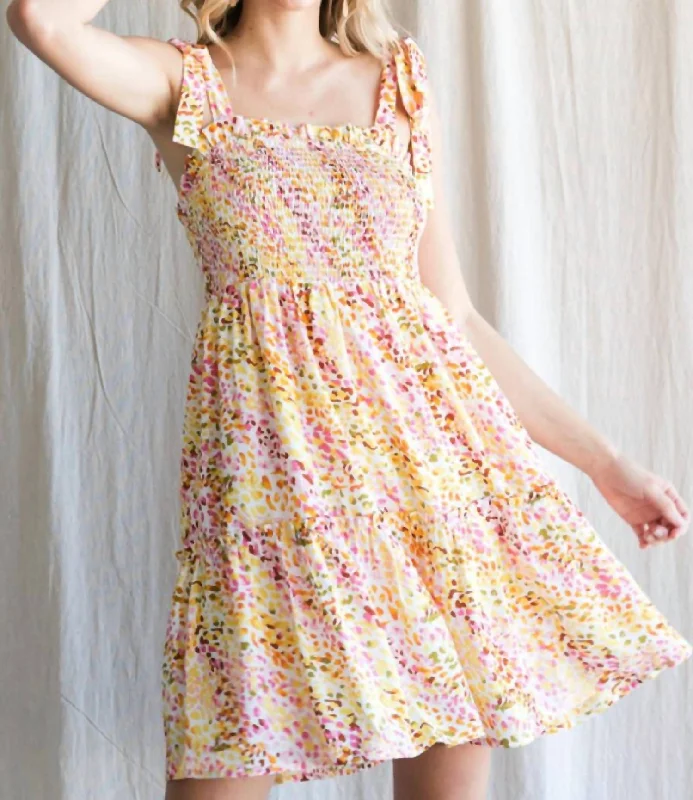 Weekend Sale – Limited-Time Deals Mix Tie Strap Sundress In Yellow