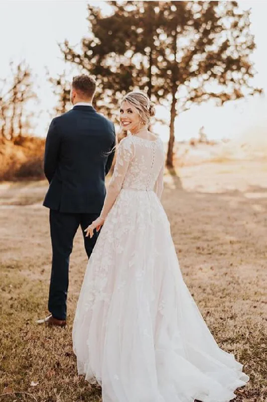Women’s Activewear for Exercise and Sports Roycebridal Tulle A-Line Long Sleeves Lace Appliqued Wedding Dresses, Bridal Gowns, MW605 Women’s Activewear for Exercise and Sports Roycebridal Tulle A-Line Long Sleeves Lace Appliqued Wedding Dresses, Bridal Gowns, MW605