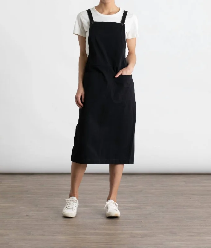 Premium Fashion Renee Dungaree Dress In Black