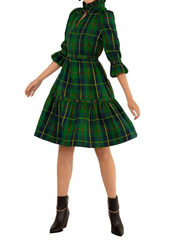 Online Boutique Stores Teardrop Dress Plaidly Cooper In Green Plaid