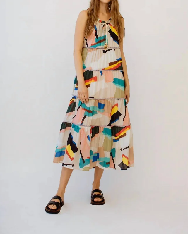 Minimalist Style Pegasus Tropical Dress In Multi
