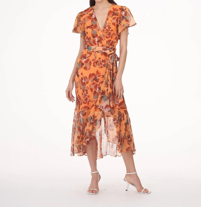 Modern Glamour Blaire Dress In Melon Multi