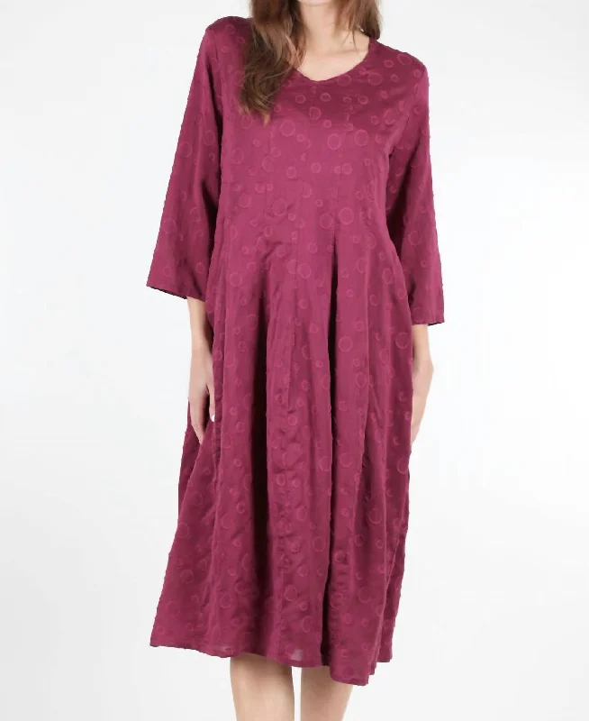 Hot Trends Tonal Dot Seamed Dress In Magenta