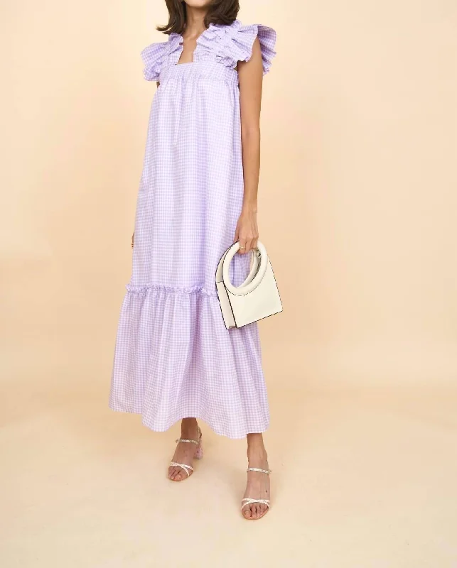 Unique Women's Fashion Pieces Collins Dress In Purple Gingham