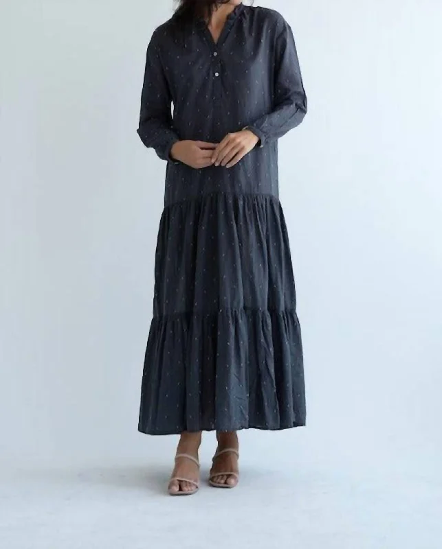Casual Chic Women's Clothes Ladak Dress In Ray's Embroidery Washed Black